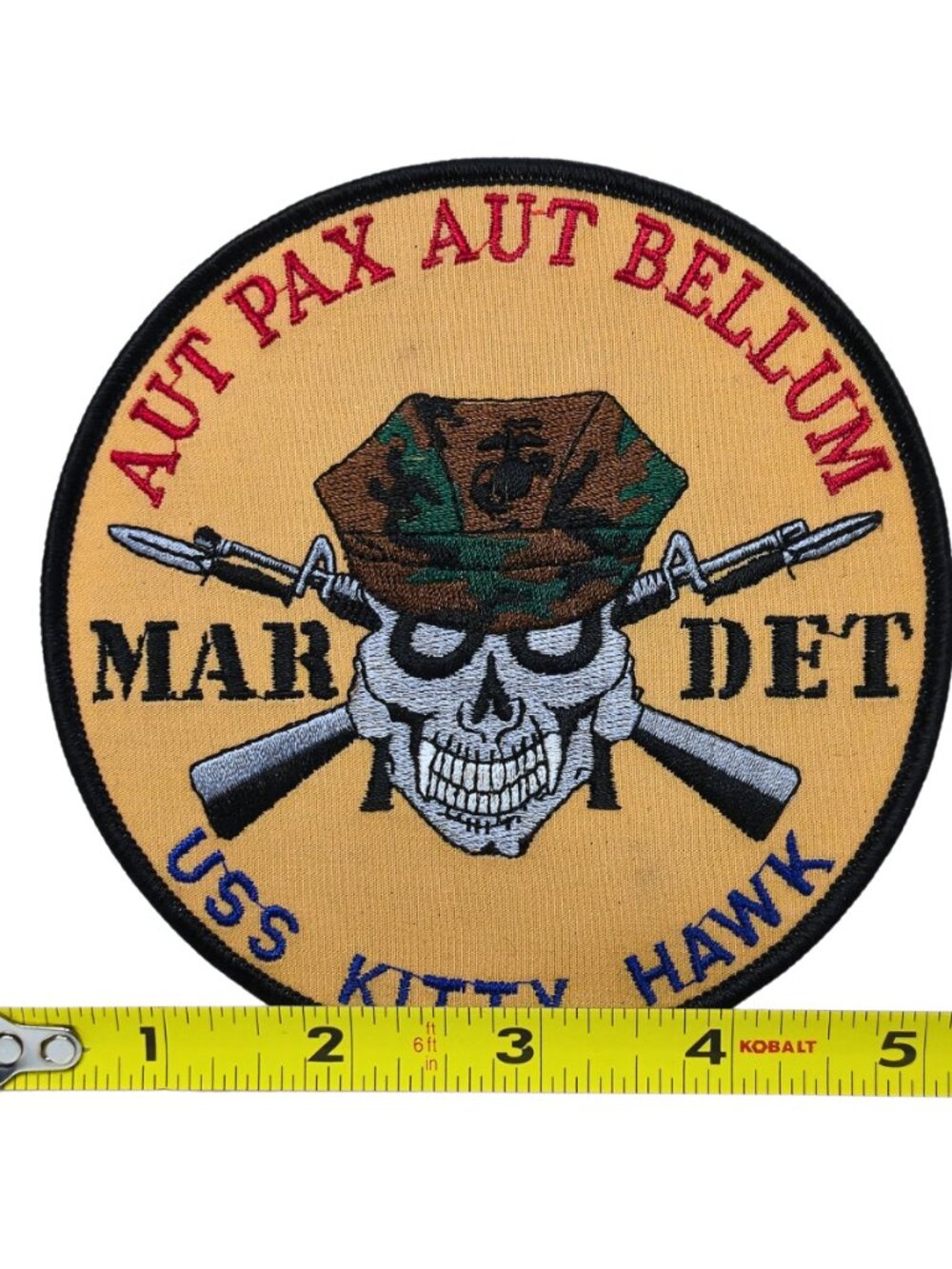 CV-63 USS Kitty Hawk Marines SKULL and Weapons Embroidered Patch